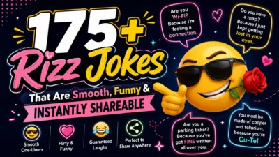 Square comedy cover featuring the headline “Short Divorce Jokes for Text Messages” with whimsical speech bubbles and laughing emoji accents