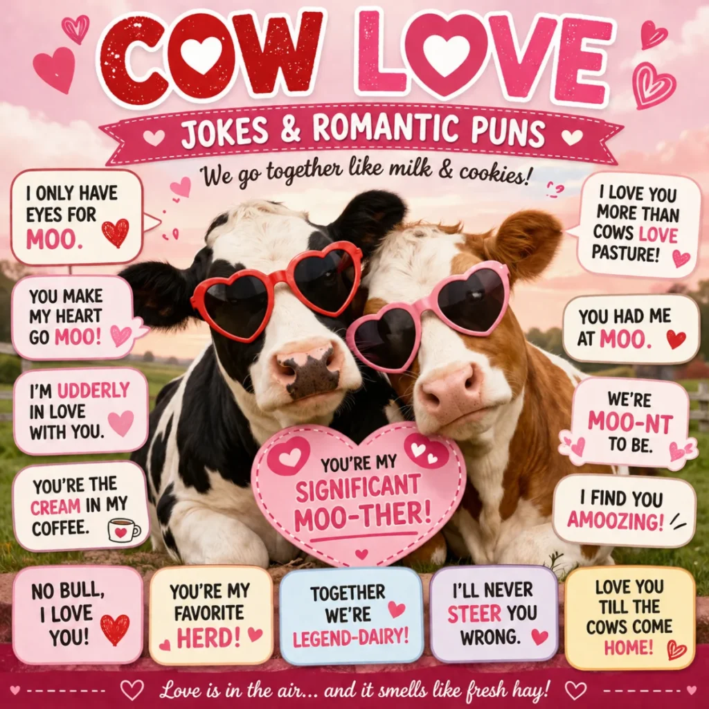 ❤️ Cow Love Jokes & Romantic Puns