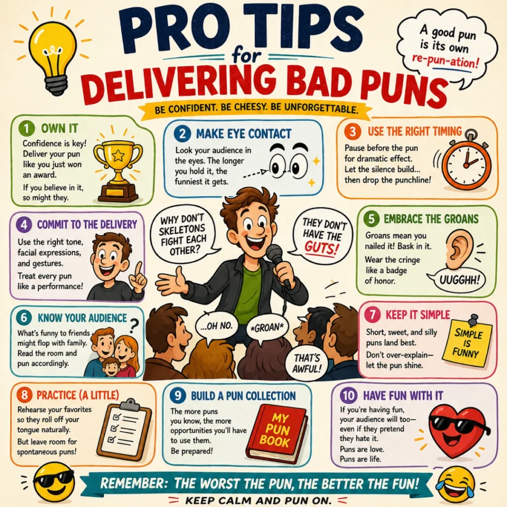💡 Pro Tips for Delivering Bad Puns