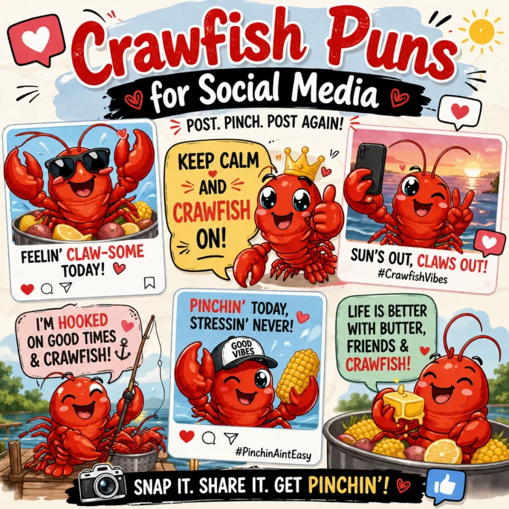 📱 Crawfish Puns for Social Media