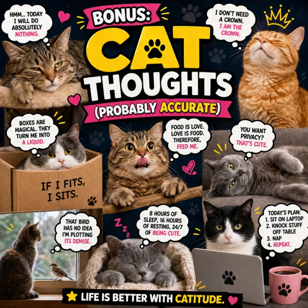 😹 Bonus: Cat Thoughts (Probably Accurate)