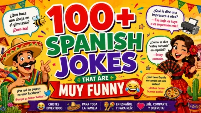 Funny Spanish jokes with tacos, salsa, and playful Spanish humor